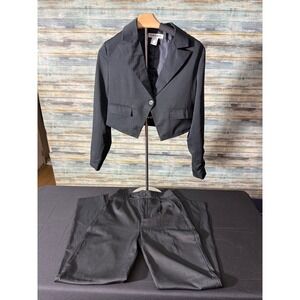 Contempo Cropped Blazer and Pants Suit Set Small Black Excellent 2 Piece Set